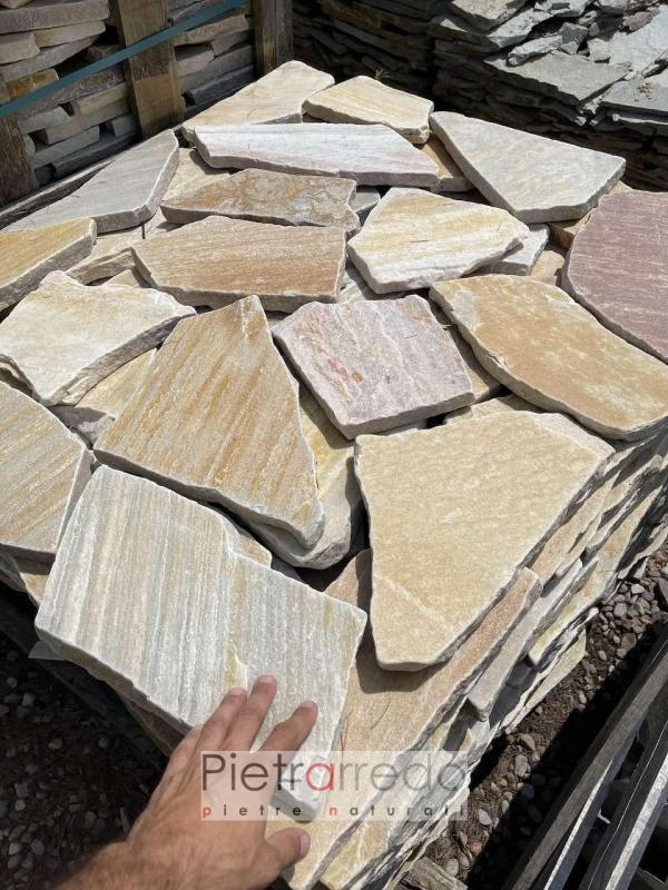 offerta e prezzo mosaico quarzite brasiliana gialla palladiana flagstone yellow pietrarredo milano costo