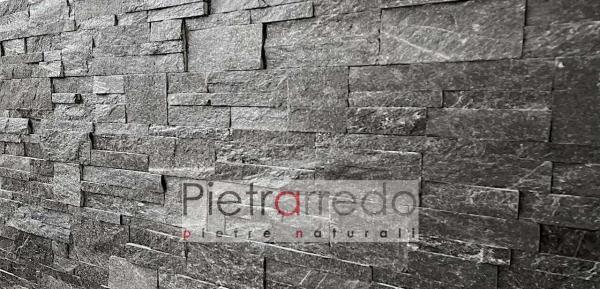 costo parete elegante in pietra scura nera bella pietrarredo Milano quarzite nera scozzese