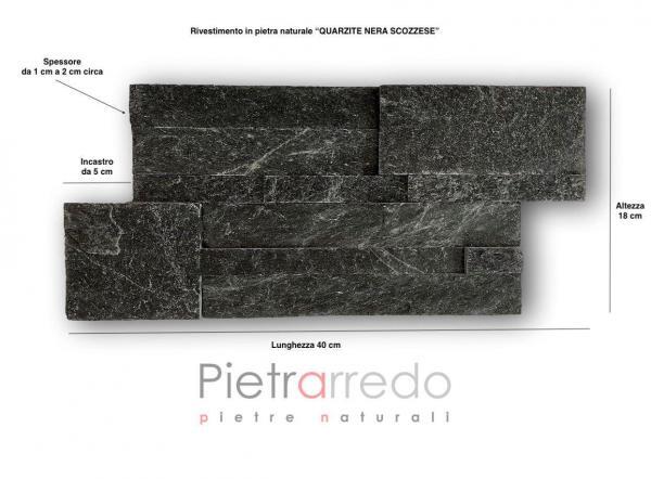 costo parete in pietra natrale allestita offerta pietrarredo milano costo black quartzite on sale prezzo price