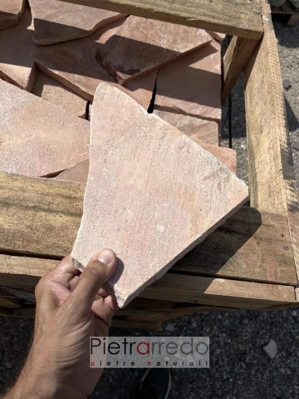 pavimento in pietra naturale esterna quarzite mosaico matonella rosa prezzo pietrarredo italia flagstone pink on sale