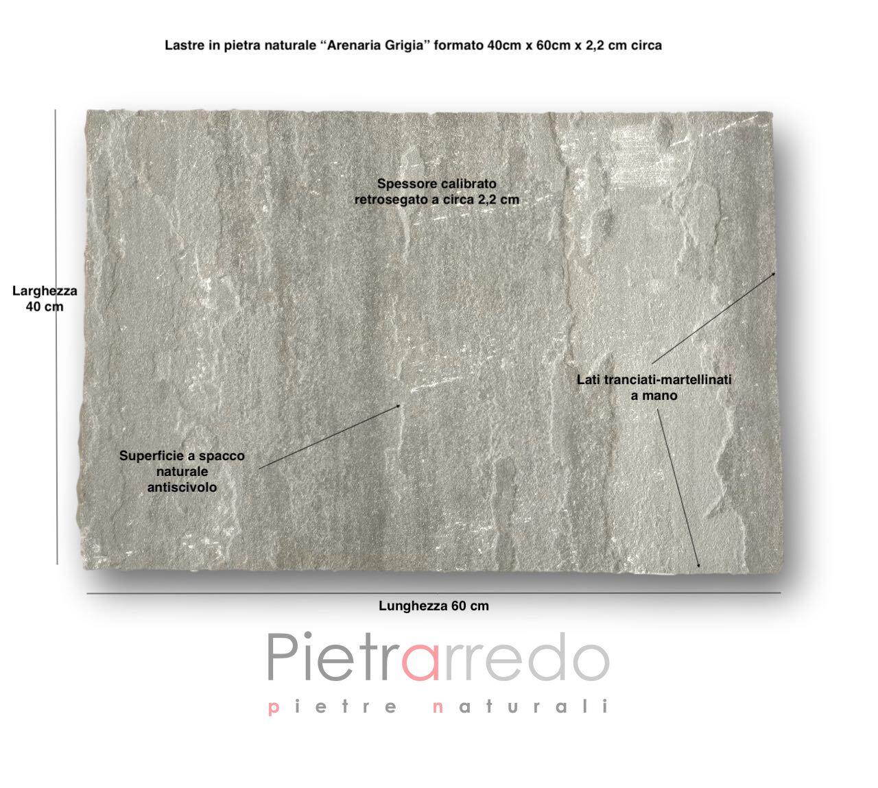 pavimento mattonelle in pietra arenaria grigia kandla grey indiana spessorata prezzo costo pietrarredo milano 40x60cm