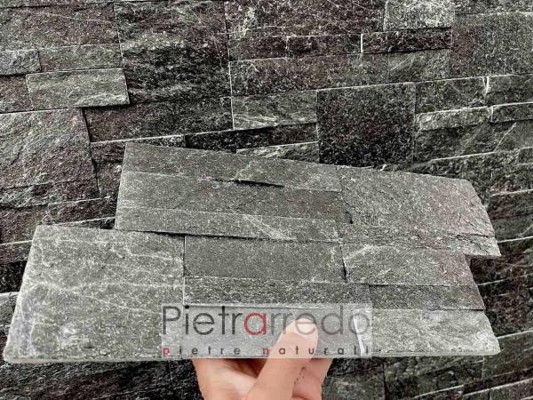 rivestimento in sasso pietra naturale quarzite nera black quartzite shine pietrarredo prezzo on sale