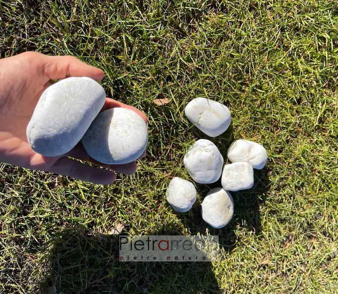 offerta e costo sasso di fiume selezionato bianco quarzo 4-6 cm pietrarredo spedizioni italia