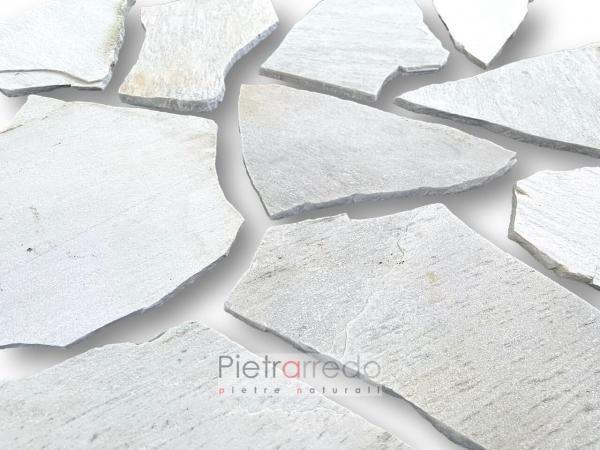 offerta pezzame pietra sasso bianco per muri e pavimento placchette quarzite ianca brasiliana costo pietrarredo milan italy flagstone white