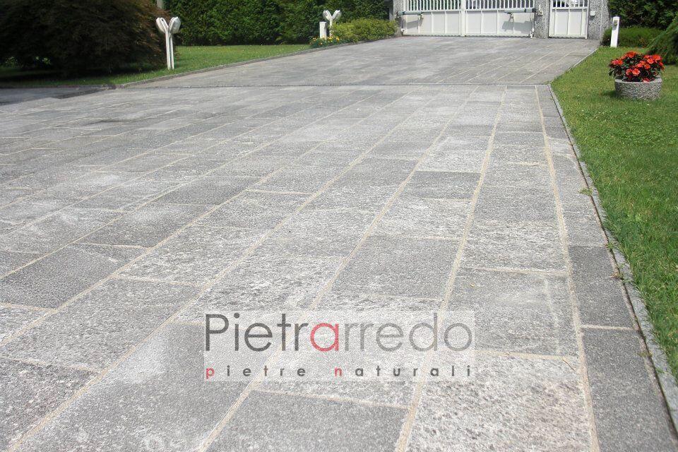 pavimento esterno in beola grigia squadrata selciato antiscivolo paving stone pietra pietrarredo milano prezzo
