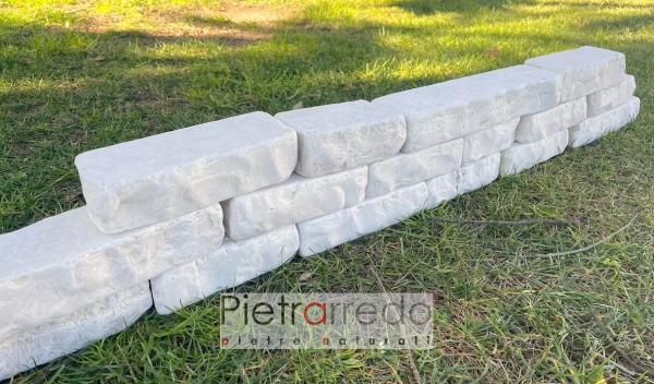 mattoni e blocchetti in sasso bianco per aiuole giardino stone garden pietrarredo milano prezzo