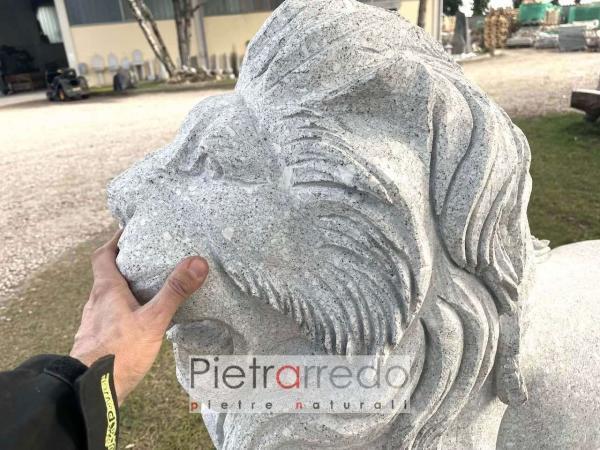 offerta leone scultura fatta a mano in pietra granito da blocco unico prezzo pietrarredo milano