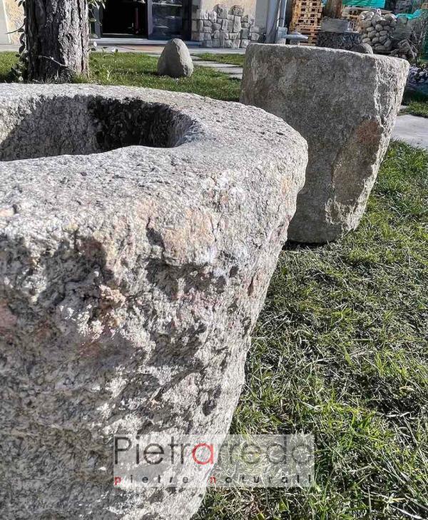 offerta mortaio vaso in pietra vecchia antico rotondo a cono granito pietrarredo costo