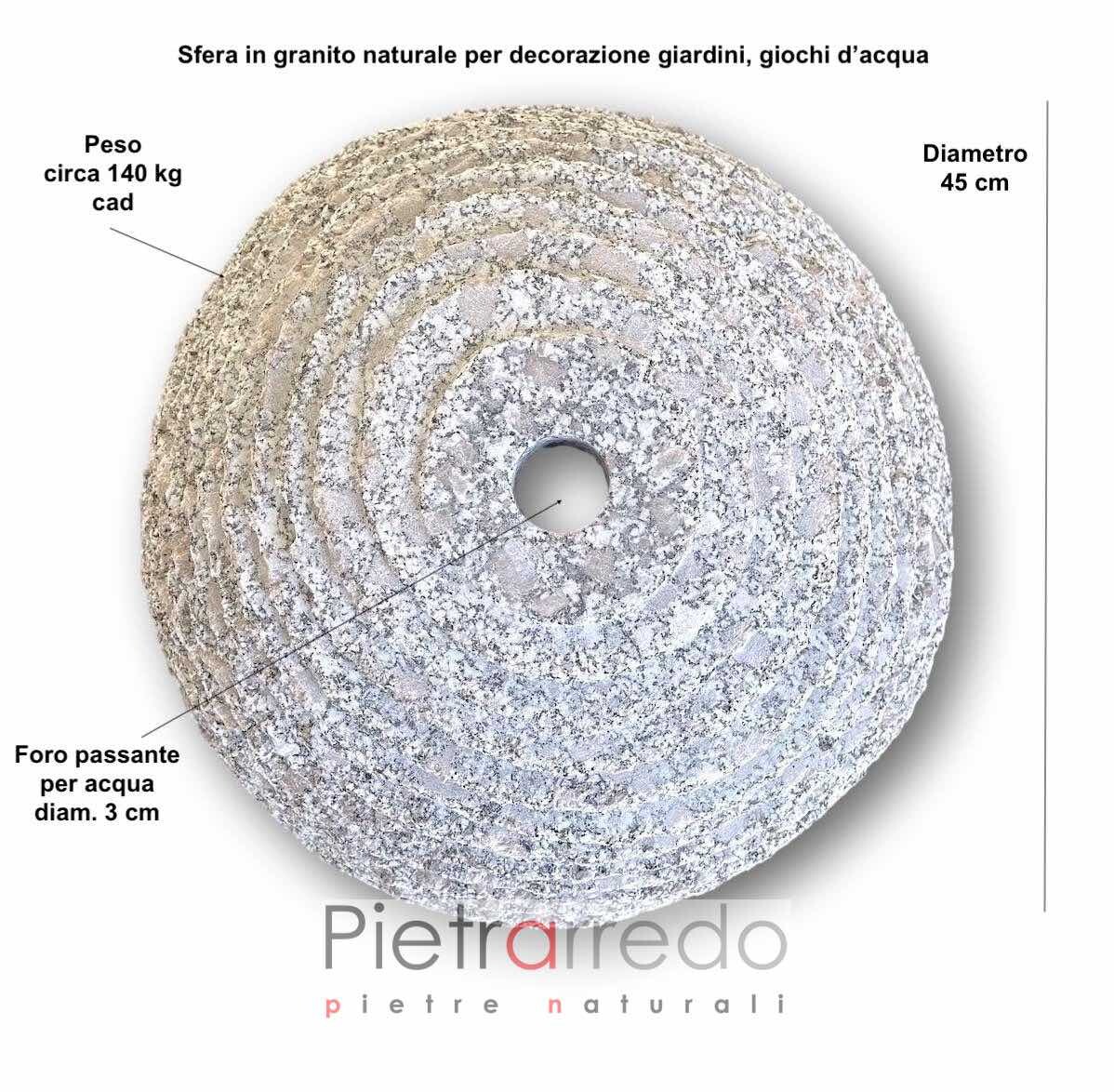 palla in granito sfera decorativa sasso granito per giochi d'acqua giardini ruscelli pietrarredo milano