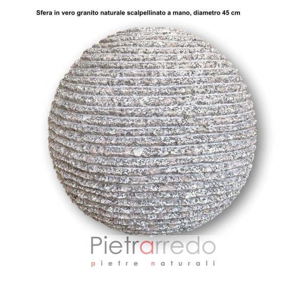 sfera tonda in sasso con buco acqua decorativa giardini zen giapponese pietrarredo costo