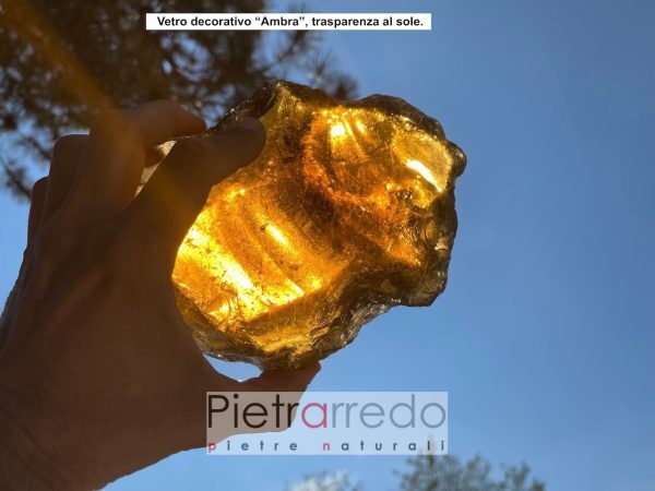 vetro ambra ambrato trasparente per decorazioni pietrarredo costo kg