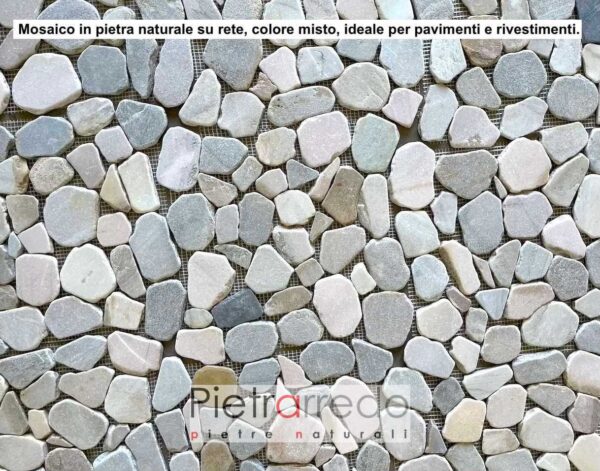 offerta mosaici su rete pietrarredo ciottolo fiume per pavimenti e rivestimenti sasso prezzo interno doccia