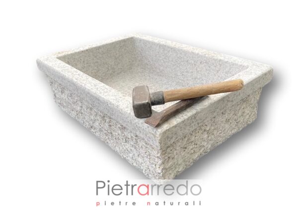 offerta lavandino granito scalpellinato a mano 50 x 70 cm prezzo cucina pietrarredo