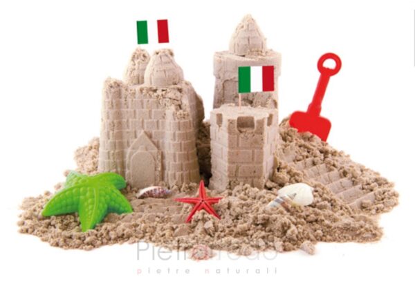 vendita sabbia per costruire castelli con paletta bimbi area gioco prezzo 25 kg babysand pietrarredo