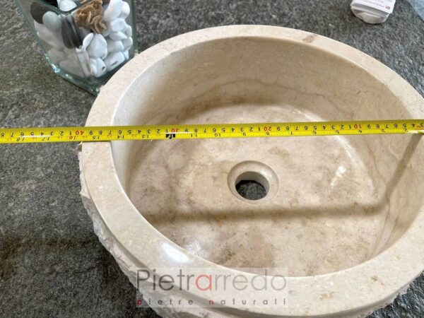 Aufsatzwaschbecken Rundes Waschbecken Pietrarredo Beige Travertin Italien