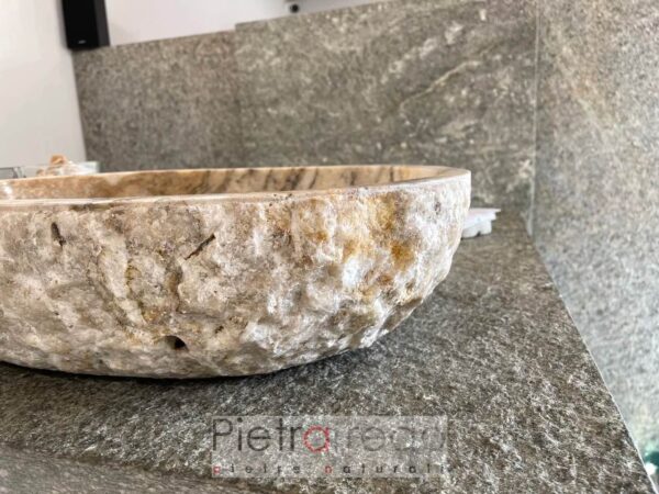 Beige onyx stone sink for countertop bathroom furniture Pietrarredo price 60x40cm