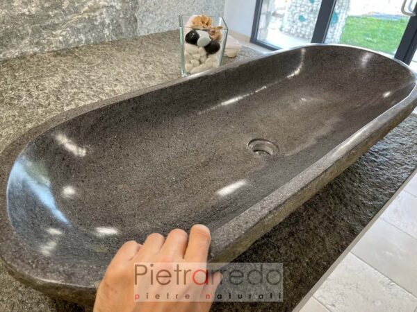 Large sink 1 meter long 100 cm in stone stone for bathroom furniture price pietrarredo dug river rock
