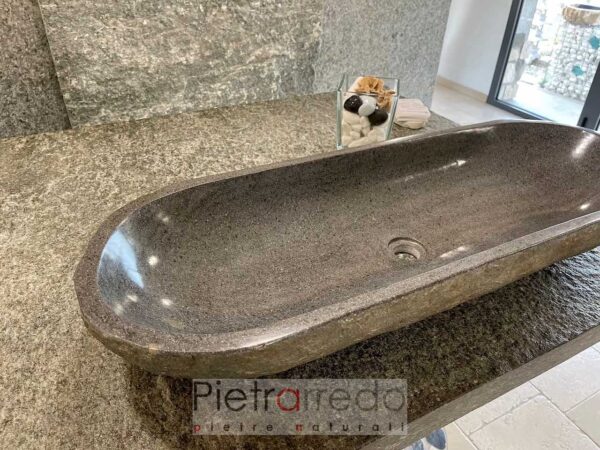 Lavello lavandino grande lungo 1 metro 100 cm in sasso pietra da arredo bagno prezzo pietrarredo river stone