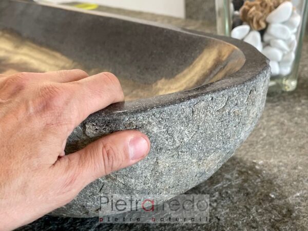 Lavello lavandino grande lungo 1 metro 100 cm in sasso pietra da arredo bagno prezzo pietrarredo sasso di fiume scavato costo stone river