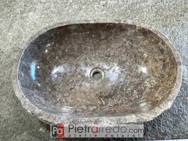 Price of bathroom sink in stone, rough gray natural stone, beautiful pietrarredo milan price