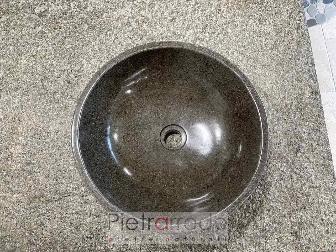 Round circular sink for bathroom countertop black black price by pietrarredo river stone onsale