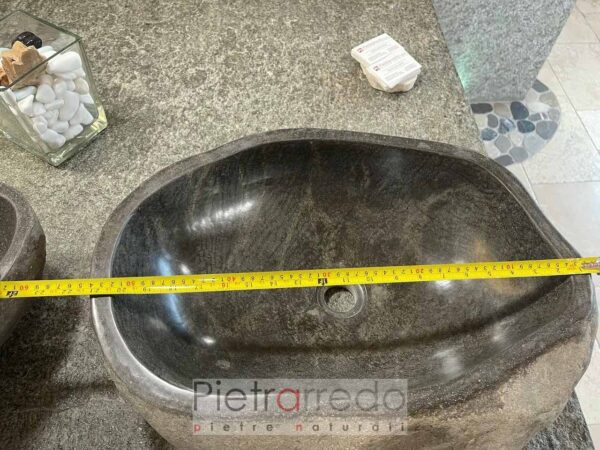 carved river stone sink large 55 cm diameter gray black stock offer pietrarredo italy stone discount