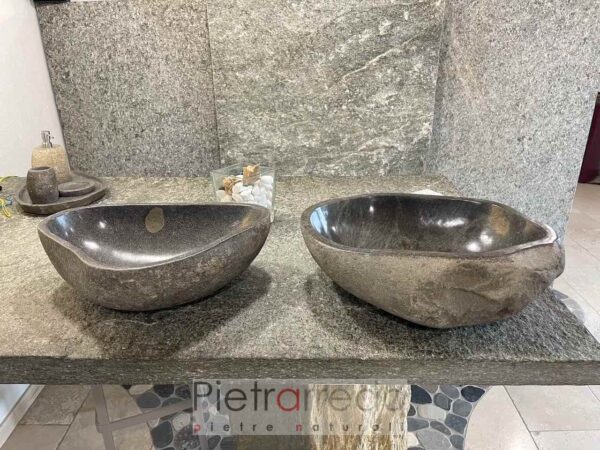 carved river stone sink large 55 cm diameter gray black stock offer pietrarredo italy stone on sale