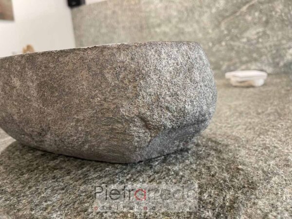 évier pour salle de bain en pierre de roche de rivière diamètre 30 35 cm en pack naturel couleur gris offre coût pietrarredo