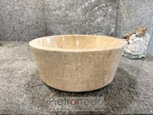 lavandino in marmo botticino travertino lucido appoggio rotondo 40 cm belle elegante pietrarredo prezzo onsale