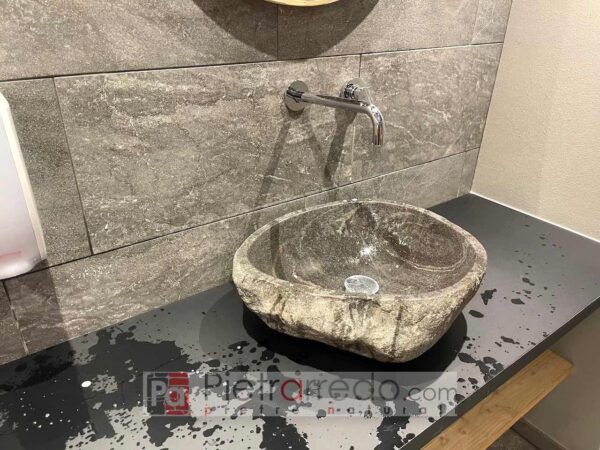 lavello lavandino da bagno in sasso scavato pietrar naturale 50 cm prezzo sconto pietrarredo