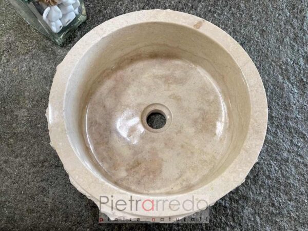 round countertop sink for beige Pietrarredo bathroom