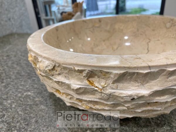 round oval washbasin cream beige color elegant pietrarredo cost for bathroom furniture italian marble offert