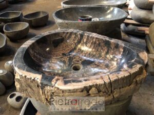 Bathroom sink in fossil petrified wood pietrarredo stone wood petrified onsale