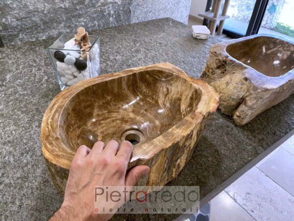 Pietrarredo éviers en bois pétrifié prix des forêts fossiles remise pour meubles de salle de bain on sale