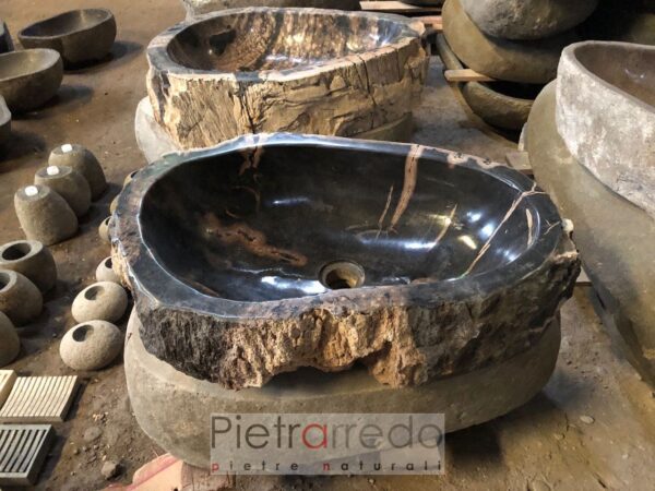 Pietrarredo fossil petrified wood sink for bathroom per arredo bagno lavandino pietrarredo