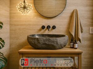 lavandino in pietra naturale per arredo bagno sasso scavato e martellinato a mano, prezzi offerte pietrarredo stone Parabiago Milano