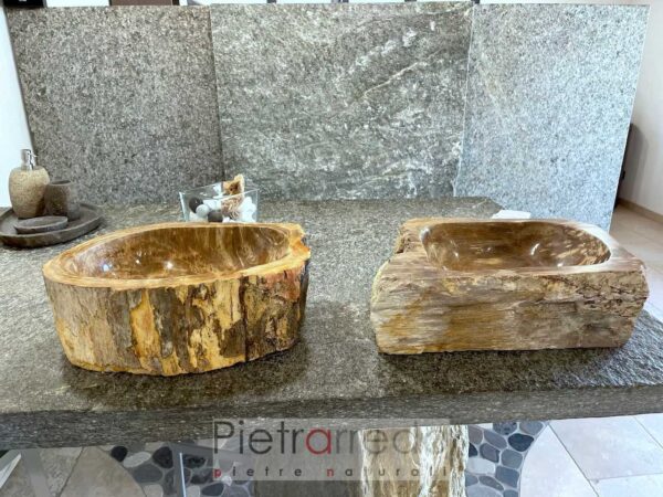 offerta lavelli in legno pietrificato sconti pietrarredo prezzo costo foreste fossili arredo bagno