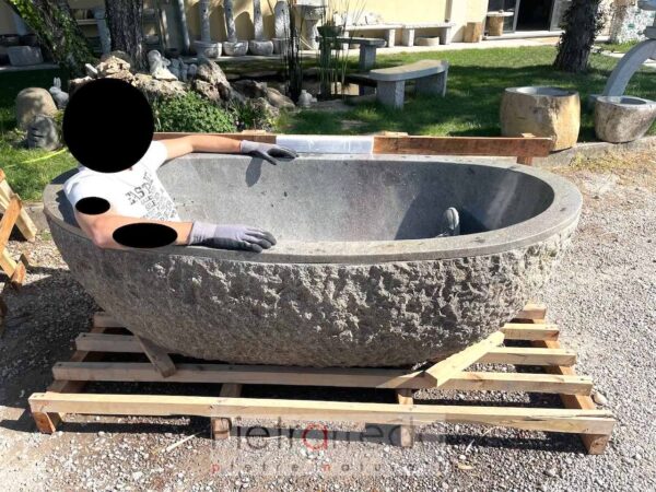 vasca da bagno in pietra naturale per bagno 180 cm fatta a mano sasso pietrarredo costo