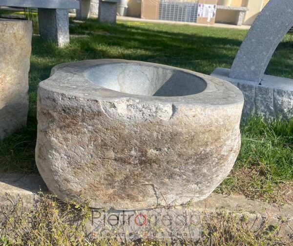 vasca fioriera in sasso di fiume scavato da 40 cm prezzo pietrarredo milano italy stone