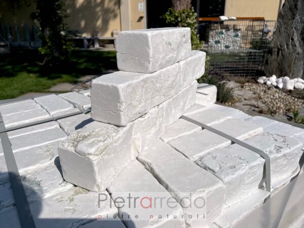 Blocchetti mattoncini in marmo perlino bianco anticato per aiuole e giardini prezzi e offerte pietrarredo milano italy stone