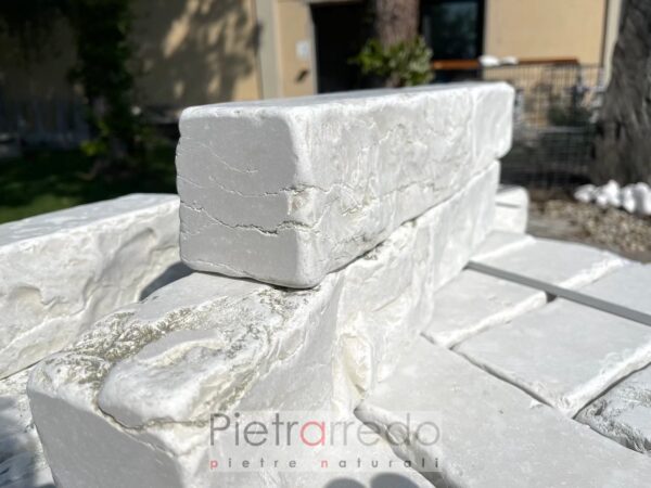 Blocks in antiqued white Perlino marble for flowerbeds and gardens prices and offers pietrarredo milano italy stone