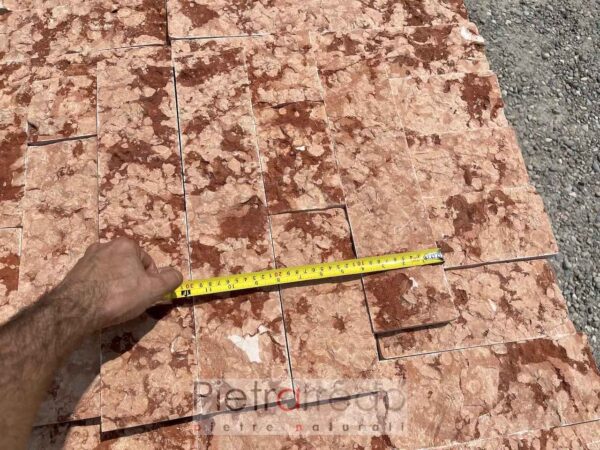 Cladding in natural stone, split spaccatello in red Verona marble of 10 cm lengths variable to run price cost pietrarredo