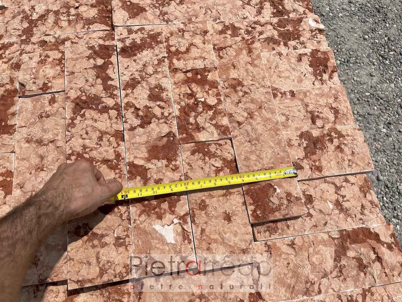 Cladding in natural stone, split spaccatello in red Verona marble of 10 cm lengths variable to run price cost pietrarredo