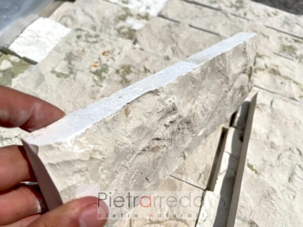 Cladding in spaccatello scappato natural stone in white perlino marble price cost pietrarredo milan Italy