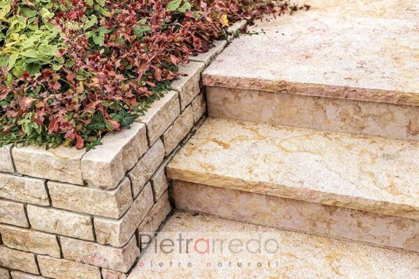 Pietrarredo marble border for flowerbeds and gardens antiqued yellow color price