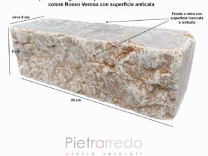 blocchetti per aiuole e giardini in pietra naturale rosso verona anticati prezzo cordolo pietrarredo