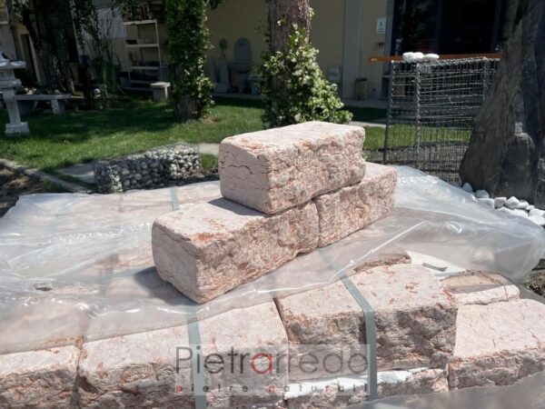 blocchi mattoni in marmo rosso verona per giardini e aiuole prezzo pietrarredo 30x12x15 cm costo