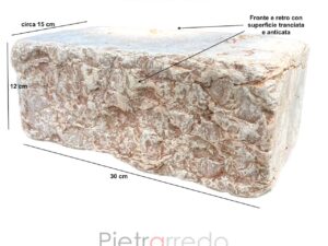 blocs de briques en marbre rouge de Vérone pour jardins et parterres prix pietrarredo 30x12x15 cm coût