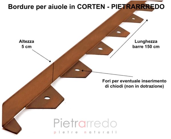 corten steel bars for borders flower beds garden pietrarredo Milano on sale