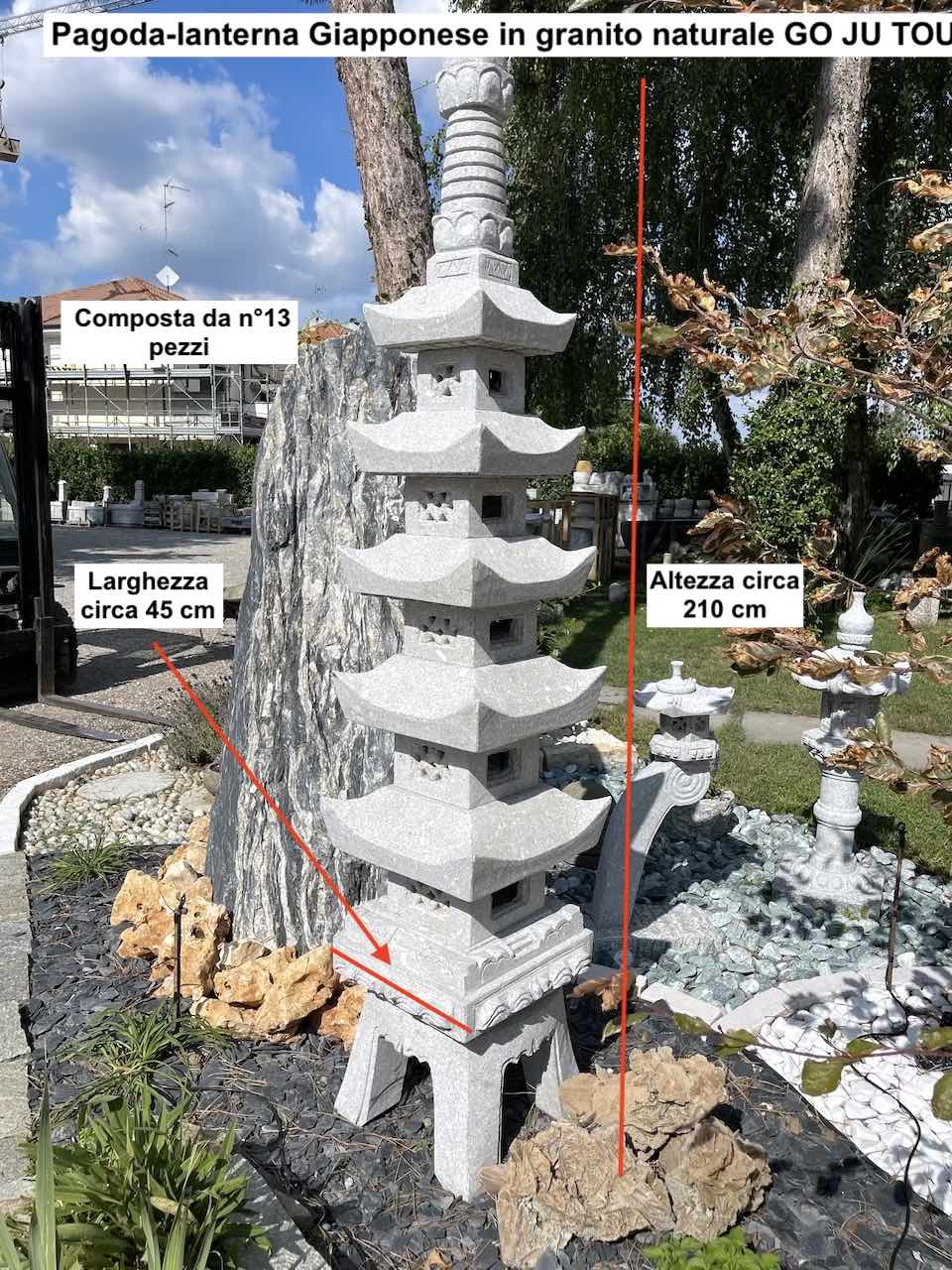 Lanterne japonaise pagode en granit pour jardins pierre go ju tou Kyoto prix pietrarredo italie parabiago